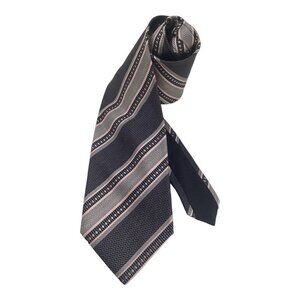 ITALO FERRETTI Gray Striped Luxury Silk Tie Hand Made Italy W: 3.6’’ EX COND